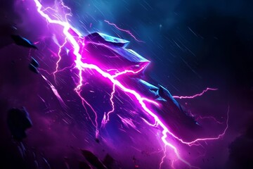Stunning illustration of purple lightning against a dark backdrop.