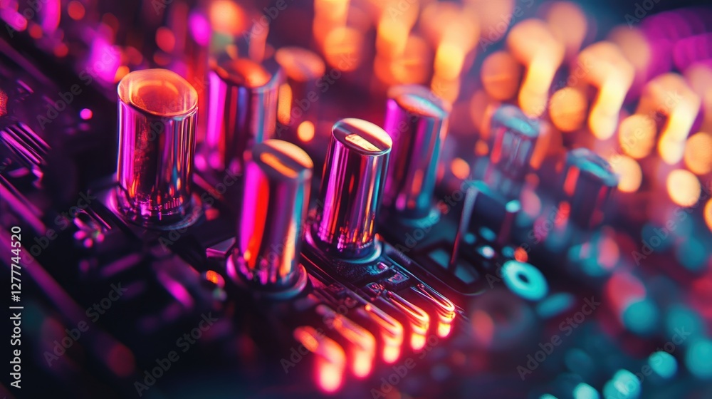 Fototapete A close-up view of shielded wires, with vivid colors and metallic tips, emphasizing the complexity and precision of electrical components.