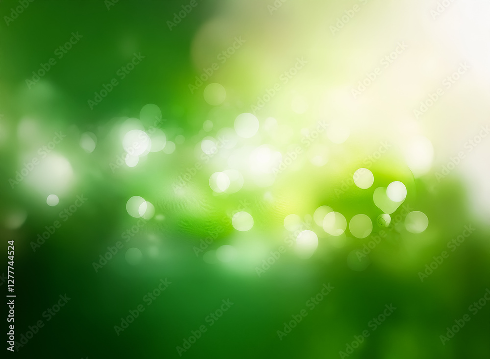 Wall mural soft green backdrop with bokeh lights creating a dreamy, ethereal effect. bright white spots add lum