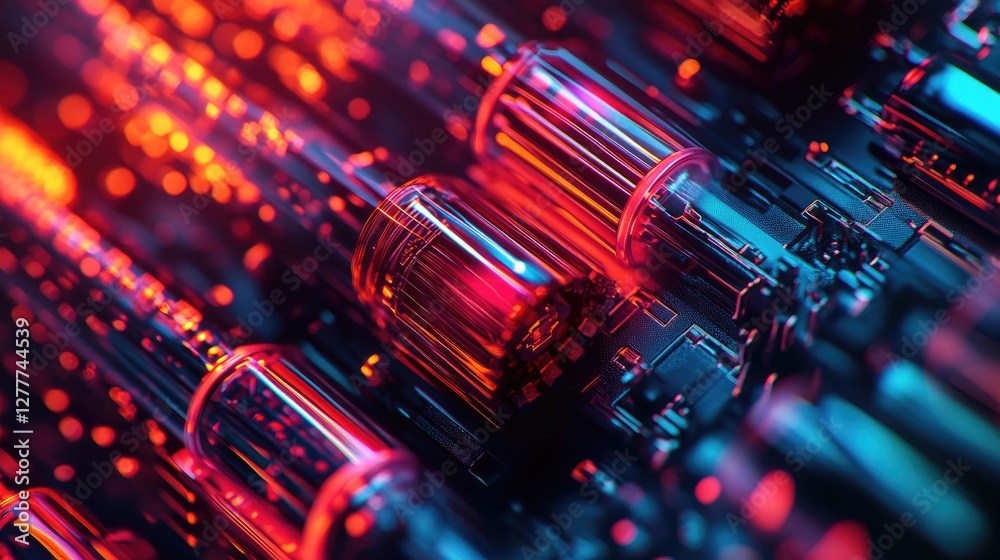 Poster A close-up view of shielded wires, with vivid colors and metallic tips, emphasizing the complexity and precision of electrical components.