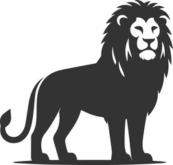Black silhouette of a lion standing proudly with a neutral expression