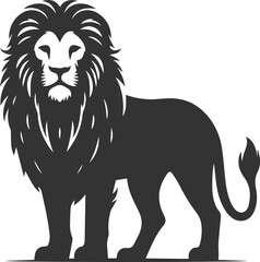 Black silhouette of a lion standing proudly with a neutral expression