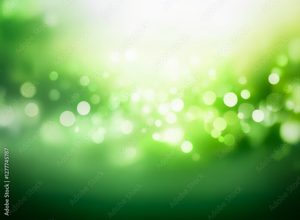 Wall mural green bokeh lights create a soft, blurred background with a gradient from dark to bright. the image 