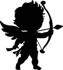 Fototapeta premium Baby cupid silhouette illustration vector design.