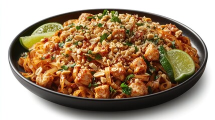 Delicious Pad Thai with Chicken, Lime, and Peanuts
