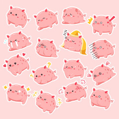 Cute Little Pink Piglet Stickers