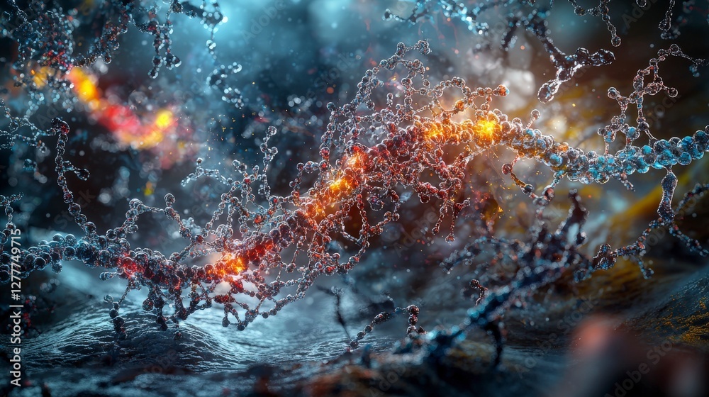 Poster Laboratory scene digital visualization of dynamic dna manipulation and genetic concepts