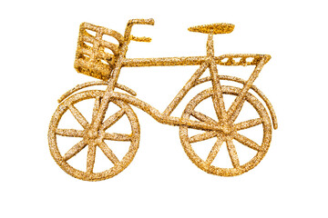 Fototapeta premium A golden toy bike on a white background