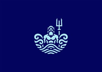The sea god holding a mighty trident, symbolizing ocean waves, power, and dominance. © PULO