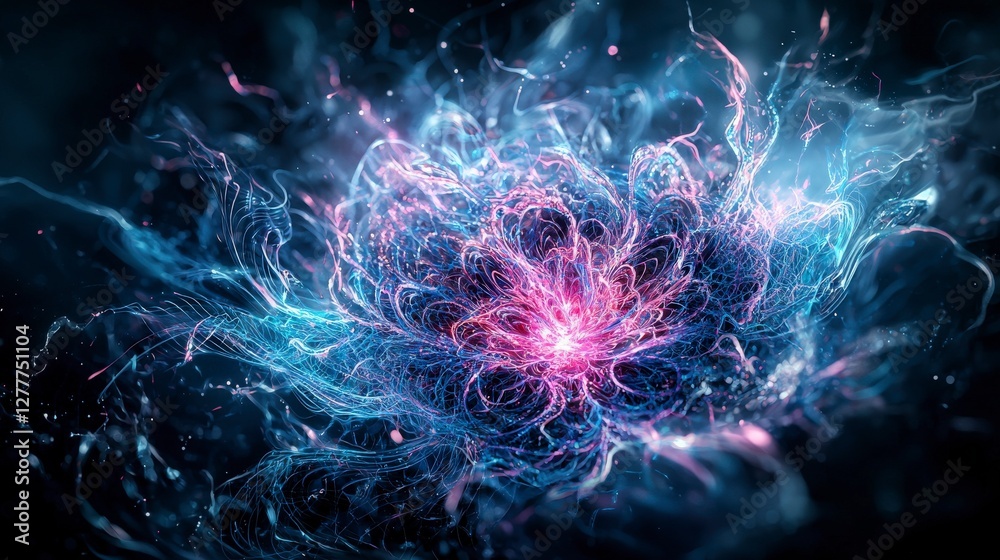 Poster futuristic visualization of ai consciousness digital realm abstract art vivid environment close-up p