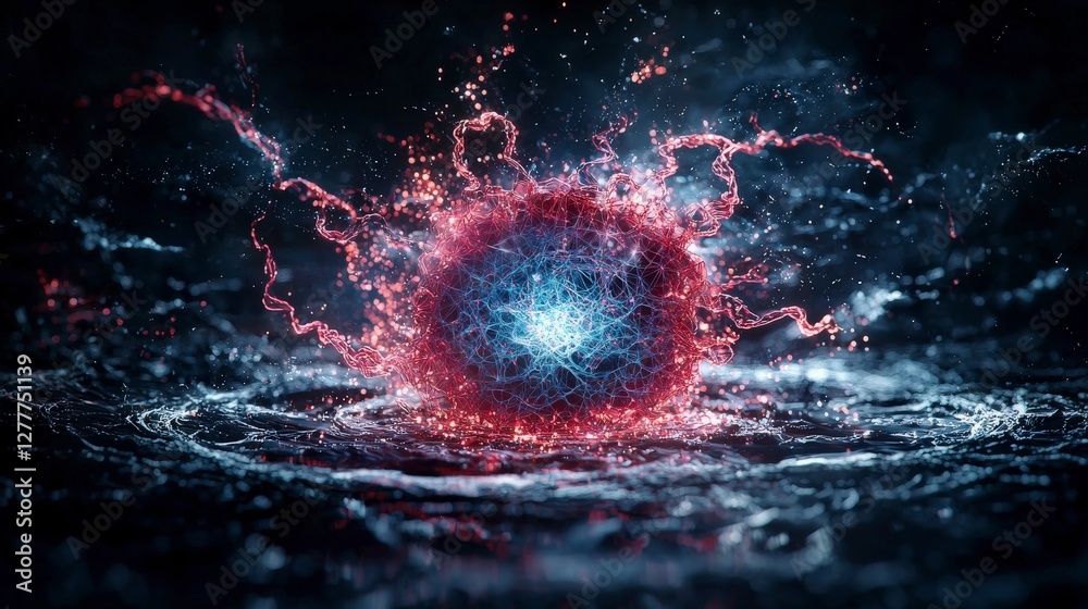 Poster Ai consciousness explosion futuristic visualization of energy dynamics in a digital realm