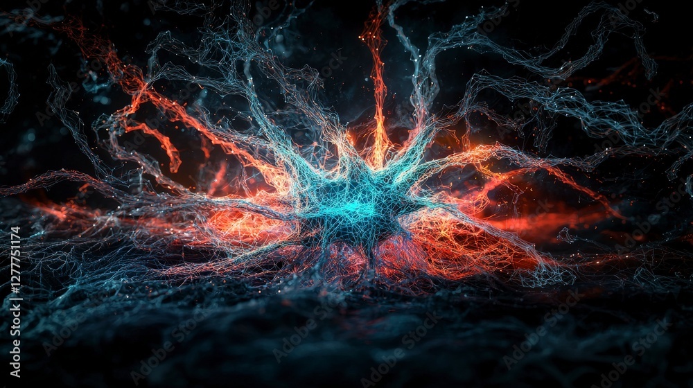 Poster Futuristic visualization of ai consciousness digital realm abstract art high-tech environment macro viewpoint