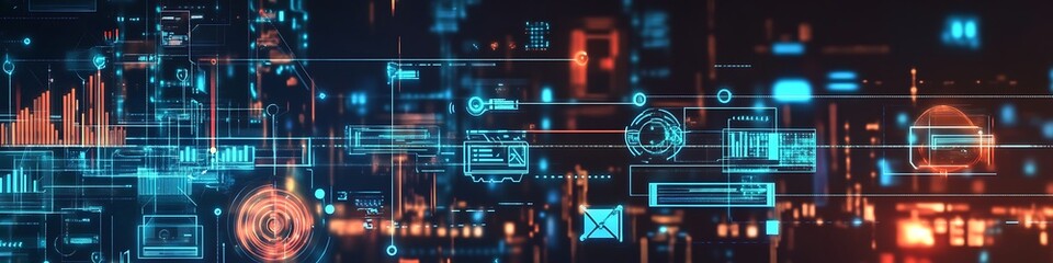 Fototapeta premium Abstract Digital Data Network Interface Visualization