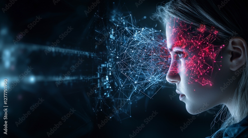 Poster visual art of cybernetic enhancements a close-up in a futuristic sci-fi digital realm