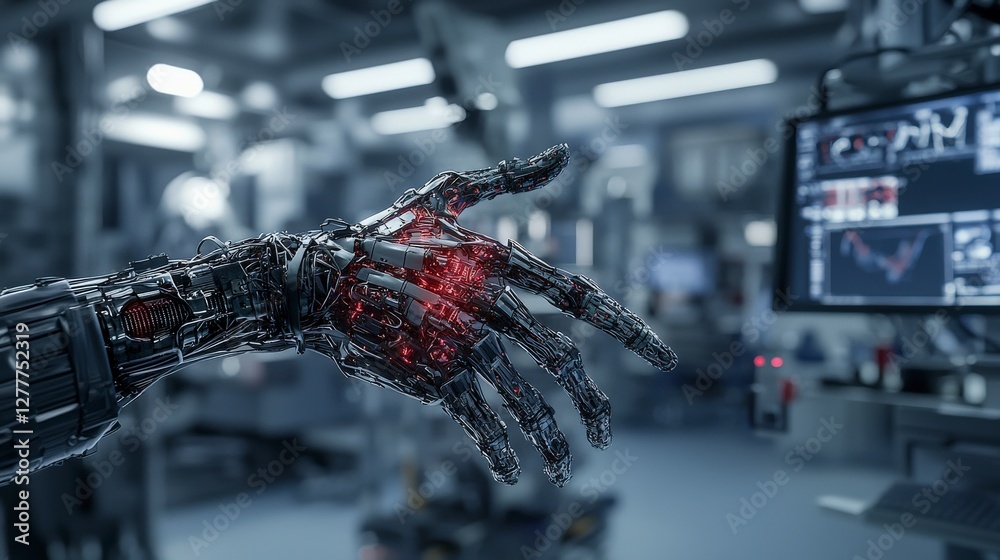 Aufkleber Futuristic human augmentation bionic innovations in technology sci-fi lab high-tech environment close-up view