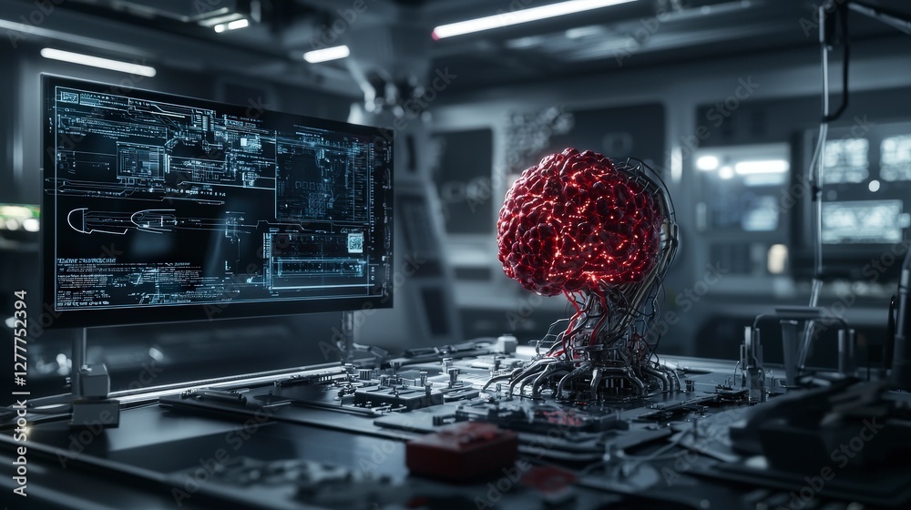 Poster High-tech environment futuristic technology and digital art revolutionizing intelligence in modern labs
