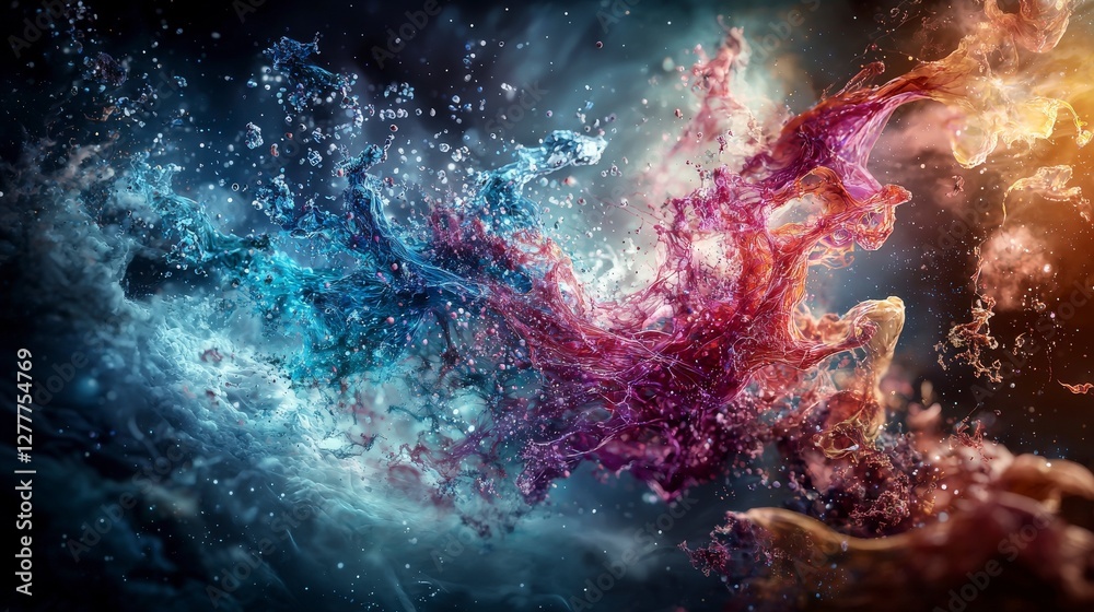 Poster interstellar human migration concept cosmic scene digital art surreal environment abstract view futu