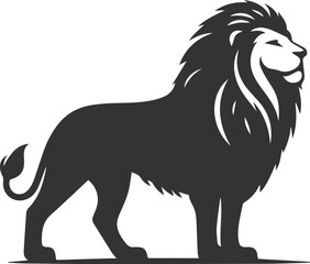 Silhouette of a lion standing tall with a proud expression