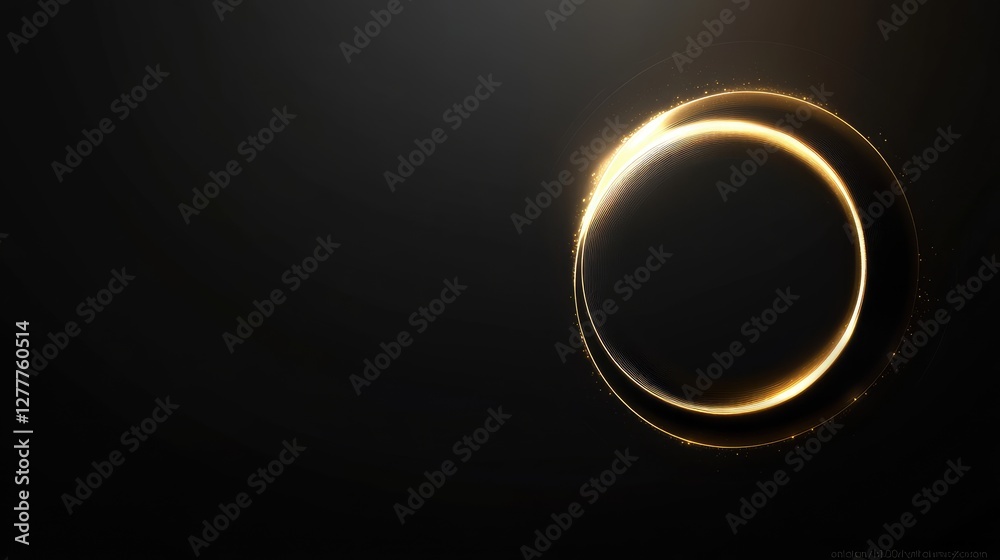 Aufkleber a stunning abstract golden circle light effect on a sleek black background, blending simplicity with
