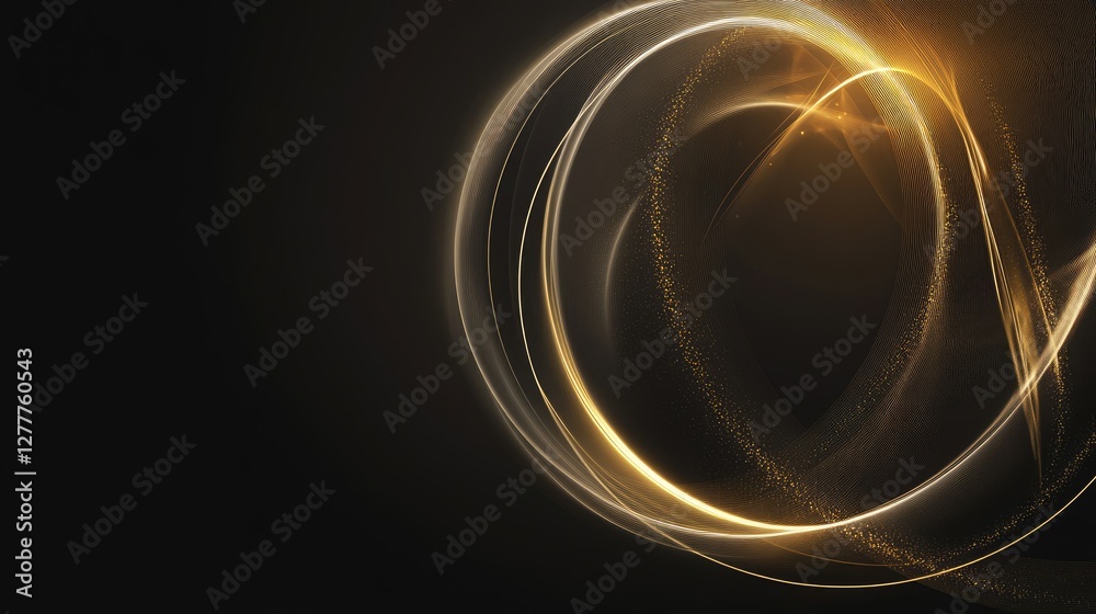 Aufkleber a stunning abstract golden circle light effect on a sleek black background, blending simplicity with