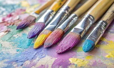 Obraz premium Colorful Paintbrushes on Artist s Palette
