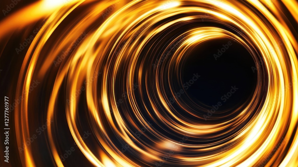 Aufkleber an abstract image of a golden circle light effect on a black background, creating a mesmerizing and 