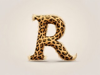 letter transparent background, leopard fur background, leopard skin texture ,golden font letter