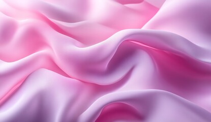 Fototapeta premium Pink silk fabric, draped, studio, soft light, textile background