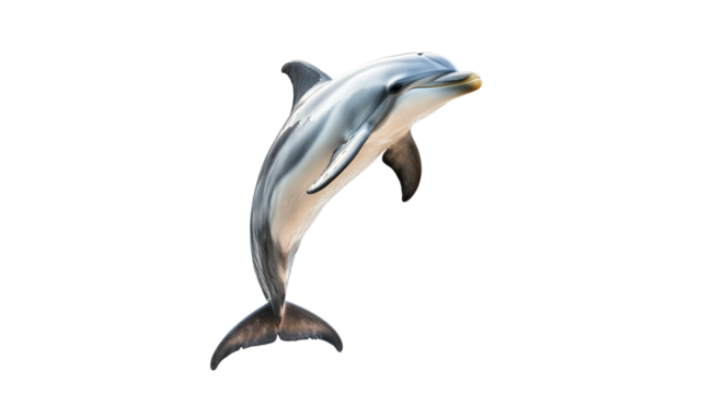 Dolphin leaps gracefully above the water surface