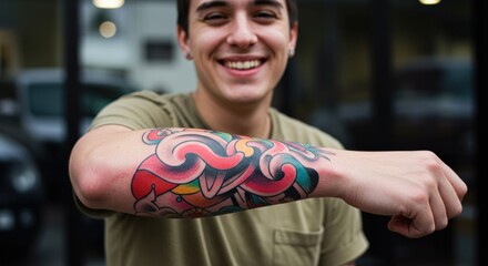 Person getting first tattoo, celebrating milestone of personal expression