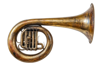 Intricate vintage brass tuba design