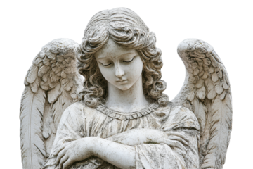 Stone angel sculpture with serene expression
