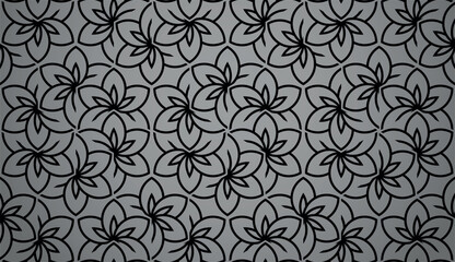 Flower geometric pattern. Seamless vector background. Gray and black ornament. Ornament for fabric, wallpaper, packaging. Decorative print