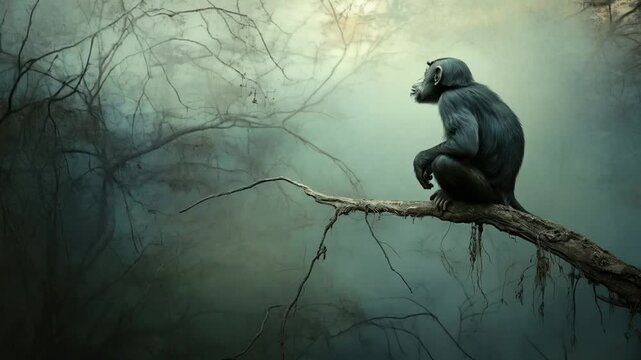 The monkey swung playfully on the branch, chattering happily while enjoying the warm afternoon sun.