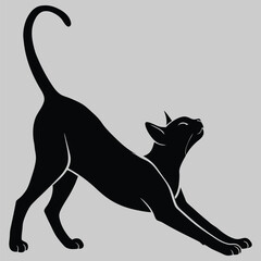 a Siamese cat stretching silhouette vector design art and illustration