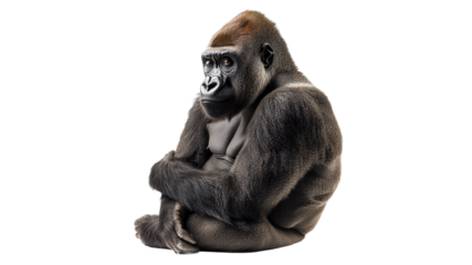 Primate sitting calmly in a natural pose