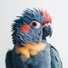 Obraz premium Vibrant Parrot Portrait on Clean White Background