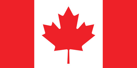 Flag of Canada. Canada flag. Flag icon. Standard color. Standard size. Rectangular flag. Digital illustration. Vector illustration.