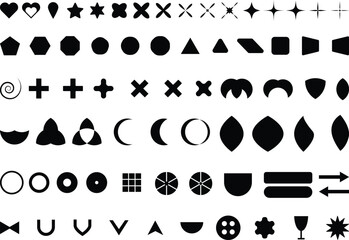 Black silhouette geometric figures icons Collection