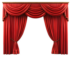 red curtain on white background Png