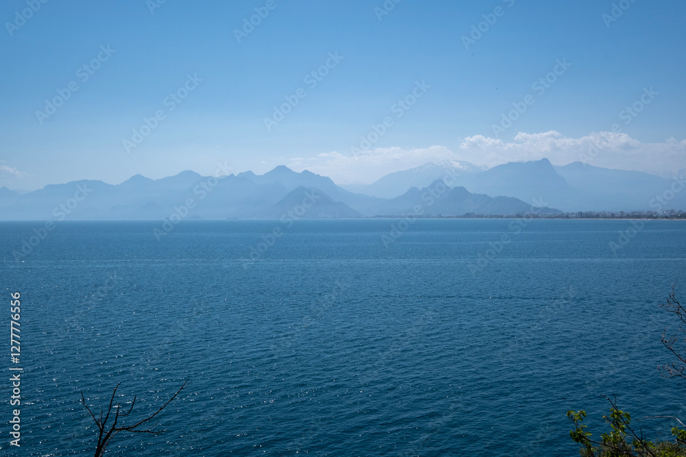 Wall mural distant Antalya shore