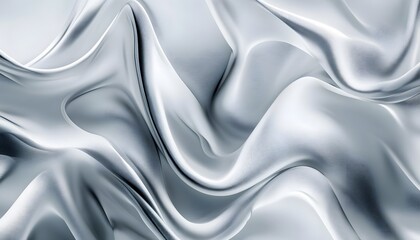 Obraz premium Silvery fabric dynamically ripples creating abstract flowing shapes