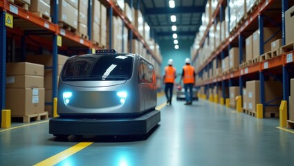 Fototapeta premium AI-Powered Automated Warehouse with Robotic Logistics System