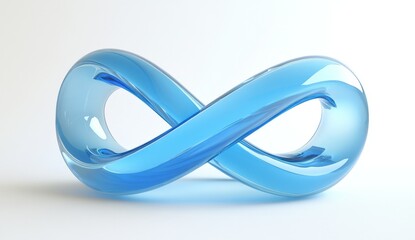 Blue glass infinity symbol on white background (3)