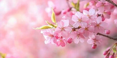 Obraz premium Cherry blossoms gently swaying, soft and airy.