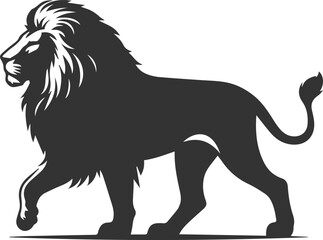 Silhouette of a lion walking gracefully with a noble posture