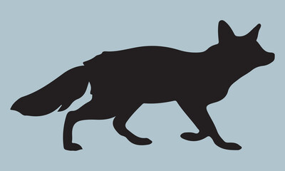 black silhouette of a fox