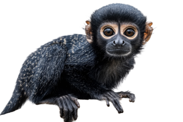 Cute black baby monkey sitting on a branch