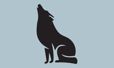 silhouette of a Wolf Howling art vector 