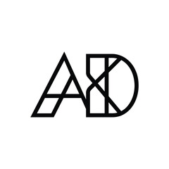 AD monogram logo design letter text name symbol monochrome logotype alphabet character simple logo